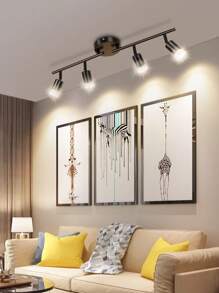 4 accesorios de iluminación de riel de luz, Kit de iluminación LED de techo negro con cabezales de pista flexibles giratorios, Iluminación de techo ajustable para cocina, Comedor(Bombilla no incluida) - Negro - Ver 1