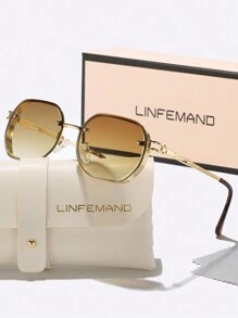 LINFEMAND 幾何金屬時尚眼鏡，復古鏡框眼鏡，適用於海灘派對、徒步、釣魚和旅行 - 彩色 - 查看 5