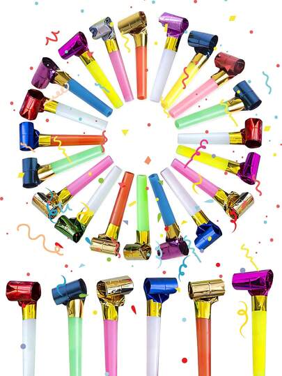 30pcs-Party Blower, Colored Noise Generator, Squawkers Tassel Noise Generator For Party Playing, Birthday Noise Generator, Birthday Horn Blowing Party Whistle, Suitable For Graduation Ceremonies, Party Events, Easter And Other Parties, Back To School Valentine Day