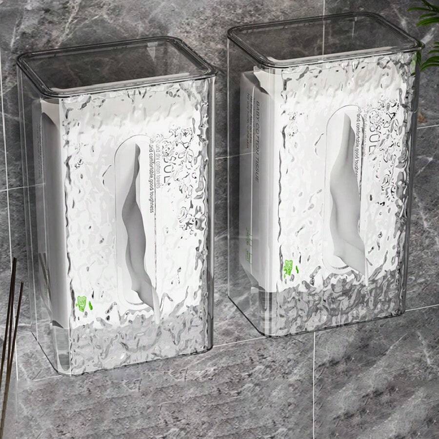 1 Stück Taschentuchbox mit Wellenmustern ohne Bohrungen, hergestellt aus neuem PET Material