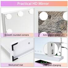 Vanity Mirror With Lights Lighted Makeup Mirror With 17 Dimmable LED Bulbs, Adjustable Brightness,Touch Screen,Tabletop And Hanging Universal - 80 x 60cm (17 LED) - View 9