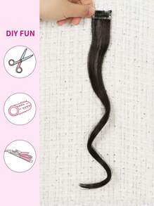 2PCS Long Curly 14INCH/35CM Bangs Clips Front Two Side Fringe Hair Extension Natural Synthetic Middle Part Fake Fringe For Women - Black Brown - View 4