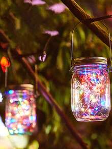 20LED 太阳能玻璃瓶盖灯 LED 防水仙女灯串灯花园装饰圣诞灯户外婚礼装饰，光源感应太阳能露水灯，花园门廊婚礼装饰 - 彩色 - 查看 11