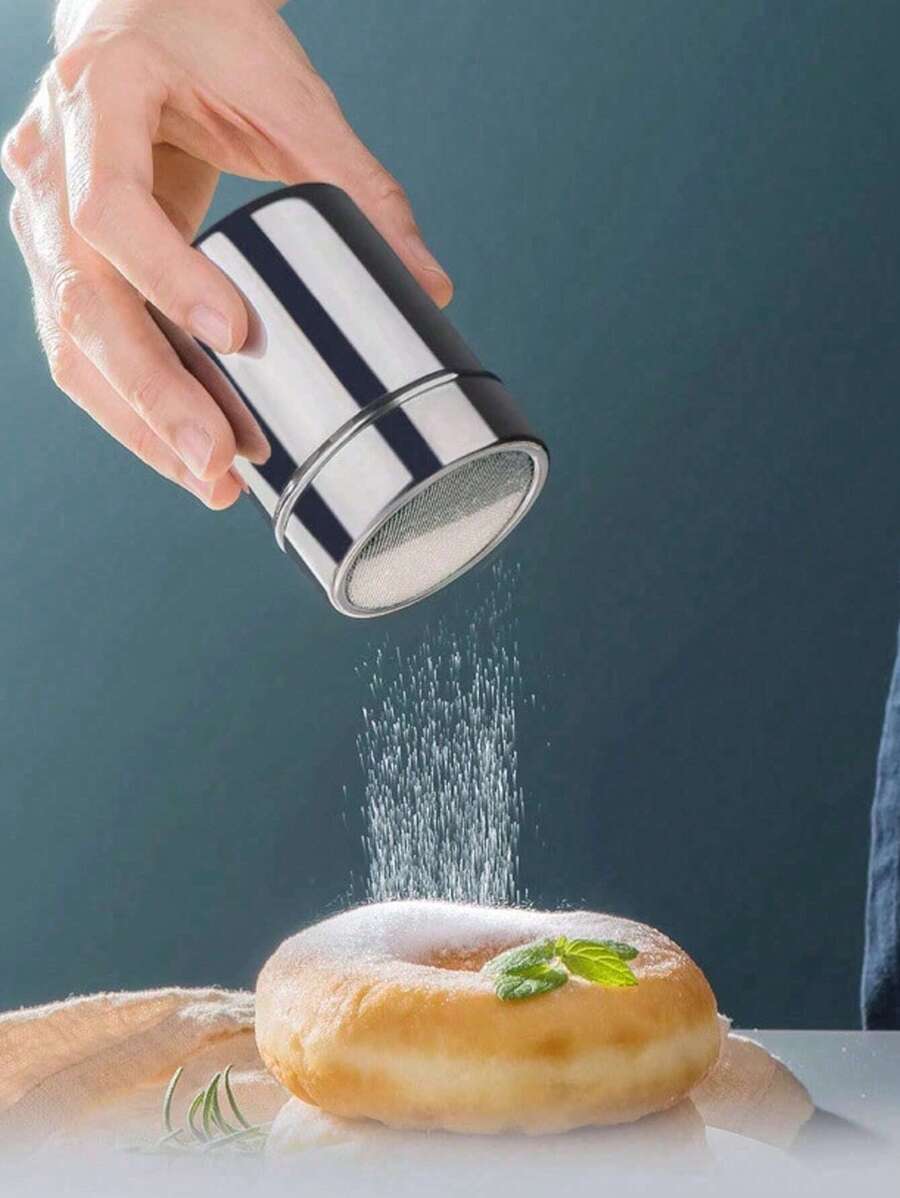 1pc Stainless Steel Powder Sugar Shaker Duster , Stainless Steel Powder Shaker, Sugar Dispenser Fine Mesh Shaker Powder Cans For Baking Soda Cocoa Cornstarch Coffee Flour Ect Shaker Sifter Dispenser Duster Container Stainless Steel For Cinnamon Flour Powdered Sugar Cornstarch Ect Powdered Sugar Shaker, Powdered Sugar Dispenser Duster Flour Dispenser Baking Supplies, Kitchen Supplies - Multicolor - View 1