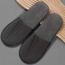 Disposable Thin Slippers, Unisex Household Spa Hotel Guestroom Portable Slippers - Black - View 1
