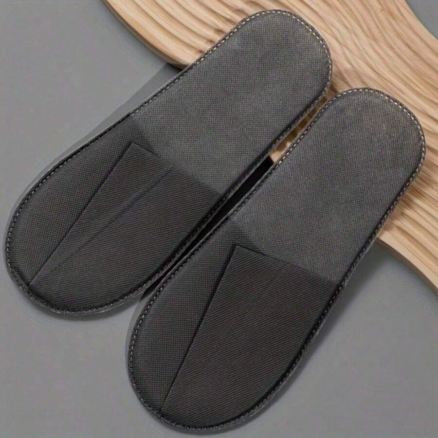 Disposable Thin Slippers, Unisex Household Spa Hotel Guestroom Portable Slippers - Black - View 1