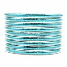 9 Stücke/Set glitzernde Jelly Armreifen für Frauen Armband, silbrige rosé-goldene Farben Armreife Armband