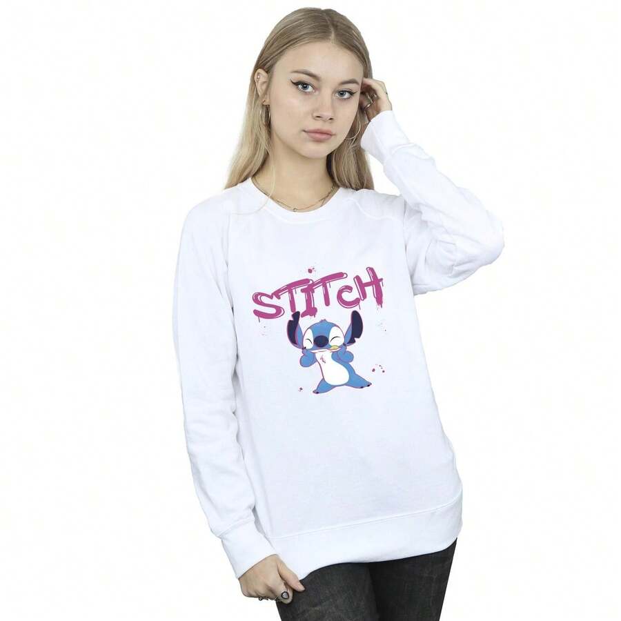 Disney Womens/Ladies Lilo And Stitch Graffiti Sweatshirt (White)