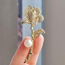 1入優雅的玫瑰女胸針，附有鑲嵌水晶，適用於婚禮 - 彩色 - 查看 18