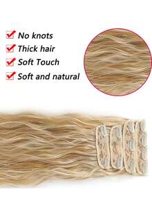 24 Inch 4 Packs Clip-In Hair Extensions Clip-In Water Wave Hair Extensions Thick Long Hair Pieces For Women Full Head - Piano Color - View 5
