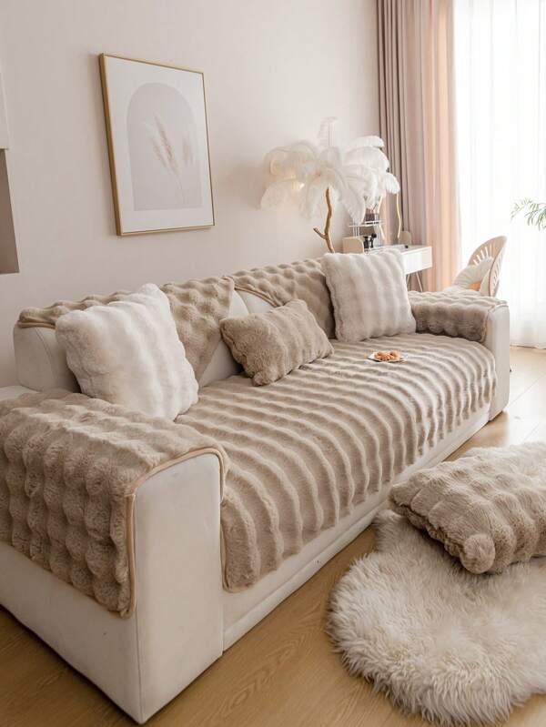 1pc sofá macio slipcover capa de sofá, conforto capa de sofá de pelúcia protetor de móveis para quarto escritório sala de estar decoração de casa