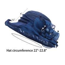 1pc Women's Vintage Floral Organza Derby Hat Kentucky Foldable Hats Fascinator Sun Hats UV Protection For Wedding Tea Party Hat, School