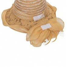 1pc Women's Vintage Floral Organza Derby Hat Kentucky Foldable Hats Fascinator Sun Hats UV Protection For Wedding Tea Party Hat, School