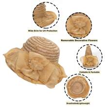 1pc Women's Vintage Floral Organza Derby Hat Kentucky Foldable Hats Fascinator Sun Hats UV Protection For Wedding Tea Party Hat, School