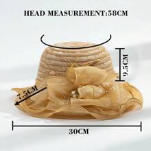 1pc Women's Vintage Floral Organza Derby Hat Kentucky Foldable Hats Fascinator Sun Hats UV Protection For Wedding Tea Party Hat, School