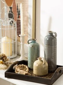 3 Hand-Made Ceramic Bohemian Vases Of Different Sizes, Rustic Farmhouse Style, Perfect For Living Room Decor, Dining Room Decor, Tabletop Decor And Holiday Gift-Giving. Gifts Birthday Graduation Home Decor Flower Vase Glass Vase