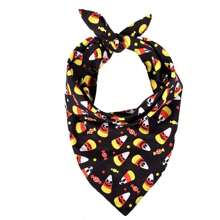 Bandanas de Halloween para perros, pañuelos triangulares para mascotas lavables, pañuelos para el cuello de mascotas, baberos para perros, con diseños de calabaza, fantasma, maíz de caramelo y huesos, talla mediana