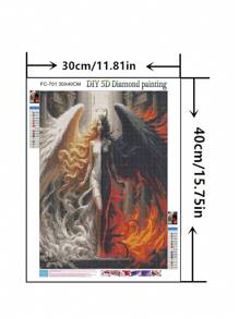 1 set Peinture de diamant design ange - Pleine percée - Strass carrés, 30*40cm