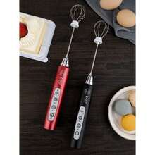 1pc Egg Beater For Charging Stainless Steel Milk Frother, Modern Silver Automatic Hand-Held Portable Battery Operated Whisk For Kitchen (Not Available While Charging) - Multicolor - View 9