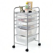 6-Drawer Organizer Cart, Multipurpose Mobile Rolling Utility Storage, Drawer Organizers And Storage, Organizer Rolling Storage Cart With Wheels, Home Office Storage Cart With Organiser - White - View 1