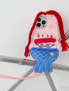 Fashion 3D Creative Cute Shaggy Mermaid Wig Plush Anti-Fall Soft Case Compatible With Apple IPhone 11/12/13/14/15/16 Pro Max - Multicolor - View 3