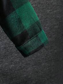 Boys' Plaid Shacket, Classic Collared Long Sleeve Plaid Shirt, Fashionable For Spring & Summer