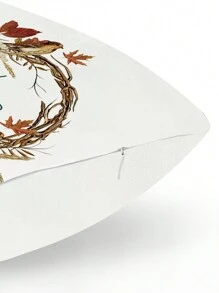 4 pièces/1 pièce Taie d'oreiller décorative imprimée avec lettre et vigne de citrouille de récolte d'automne, housse de coussin de décoration de maison pour le Jour de Action de grâce