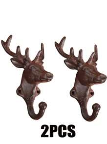 1 Stück Amerikanischer nordischer INS Hirsch-Kopf-Eisenhaken Wand dekorativer Haken, Gusseiserner Hirsch-Geweih-Einzelaufhänger zur Wandmontage
