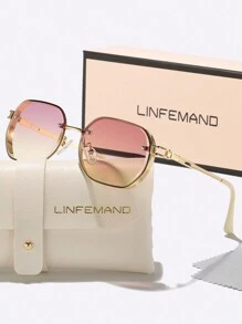 LINFEMAND 幾何金屬時尚眼鏡，復古鏡框眼鏡，適用於海灘派對、徒步、釣魚和旅行 - 彩色 - 查看 6