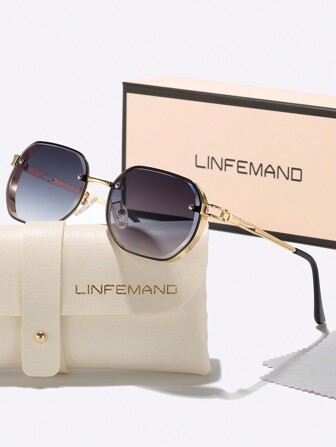  Gafas de metal con diseño geométrico minimalista de la marca LINFEMAND, adecuadas para mujer, para fiestas en la playa, senderismo, pesca, regalo para vacaciones. Elegante atuendo para vacaciones de verano en la playa, al aire libre y viajes. Montura geométrica de estilo vintage para salir, volver al colegio