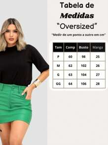 Kit Camiseta Básica Feminina Com 3 Tshirt Dia a Dia Moda Blogueira Virginina CeA Manga Oversized Zaraa em Algodão Premium Dia dos Namorados - Verde Menta - Visão 8