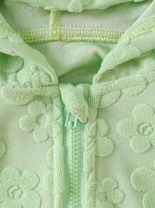Ensemble de veste à capuche en zip et pantalon mignon à fleurs pour bébé fille, 2 pièces, chaud d'automne/hiver