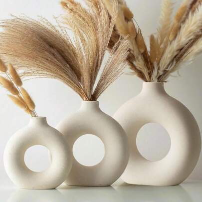 1 Stück handgefertigte Donut Vase, moderner minimalistischer bohemian Stil Blumendekoration, Heimdekoration für Wohnzimmer, Schlafzimmer, Büro, Hochzeitstisch, Party, Heimdekoration, Blumenvase, Tischdekoration, Geschenke Geburtstag Abschluss Raumdekoration Glasvase