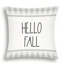 4 pièces/1 pièce Housses de coussin avec imprimé de lettre anglaise à carreaux gris de citrouille d'automne, housse de coussin de décoration de Thanksgiving pour canapé