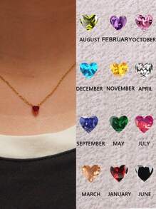 1 pieza Elegante y delicado colgante de acero inoxidable chapado en oro de 18k con vidrio de color con forma de corazón con los 12 signos del zodíaco, perfecto como regalo para la fiesta de la mujer, el día de San Valentín, mamá, madre, Día de la Madre