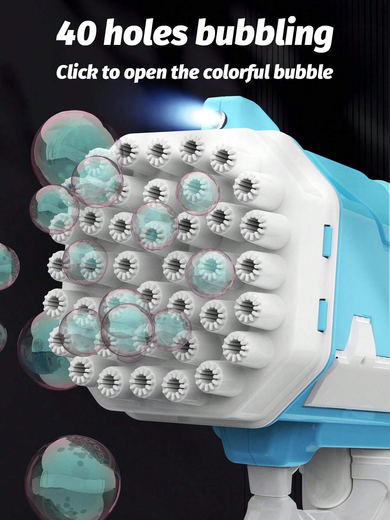 🎵 Pistola De Burbujas Eléctrica 16 Agujeros Con Luces LED Y Música – Regalo Perfecto Para Niños (incluye Líquido 140 Ml)