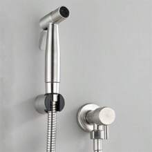 Kit Ducha Higiênica Com Registro em Aço Escovado 304 Válvula Dupla Saída 1/2 Para Banheiro Cozinha Área De Serviço Lavabo Prata - Prata - Visão 2