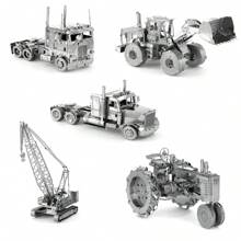 3D Stereoscopic Glue-Free Assembly Model DIY Metallic Puzzle - Excavator, Crane, Tractor, Construction Vehicle - Desktop Decoration, Christmas Gift, Birthday Gift!