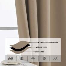 YSTYLE 2-Piece Interior Blackout Blinds, Thermal Bedroom Curtains With Rings, Soundproof Living Room Curtains, Thermal Insulating Curtain Cold And Warm - Brown - View 7