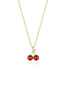 1pc S925 Sterling Silver Cherry Necklace, Minimalist & Sweet Niche Design, Luxurious High-End Jewelry, Suitable For Daily Wear