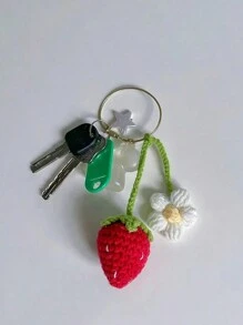 1 件多功能钩针草莓钥匙扣吊坠、DIY 手工包配件、装饰性汽车吊坠、窗帘固定扣 - 彩色 - 查看 7