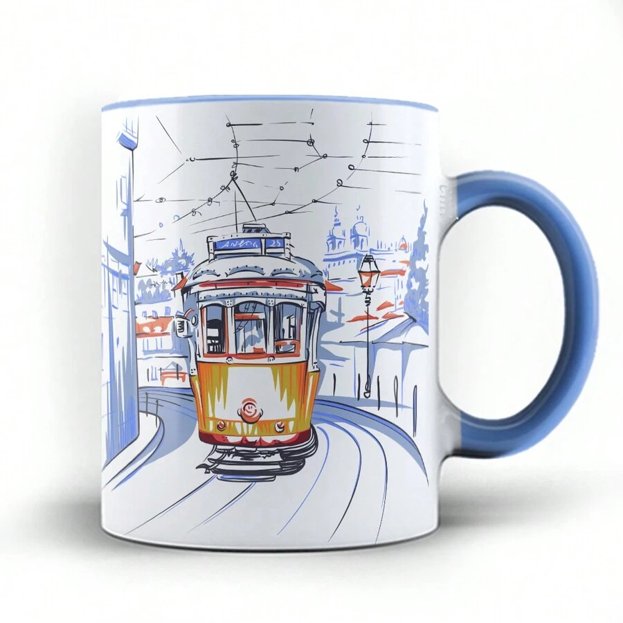 Caneca xicara porcelana Lisboa bonde Portugal 24