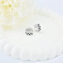 时尚方晶锆石耳钉，银色简约双排 CZ 耳环，适合日常佩戴和生日礼物 - 銀色 - 查看 4