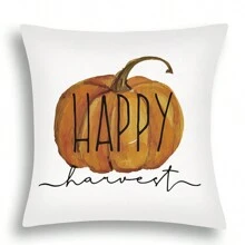 4 pièces/1 pièce Taie d'oreiller avec motif de camion de citrouille à carreaux d'automne et de gnome, décoration de Thanksgiving pour canapé et coussin
