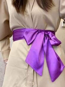Women's Wide Satin Belt, For Wedding Gown, Bow Tie Back Closure Halloween Valentine's Day Valentines Summer, School - Multicolor - View 4