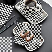 100 pezzi Fogli di carta oleata a scacchi bianco e nero - Involucri per alimenti antigrasso per panini, hamburger, pollo fritto - Accessori da cucina alla moda, accessori monouso - Multicolore - Visualizzare 2
