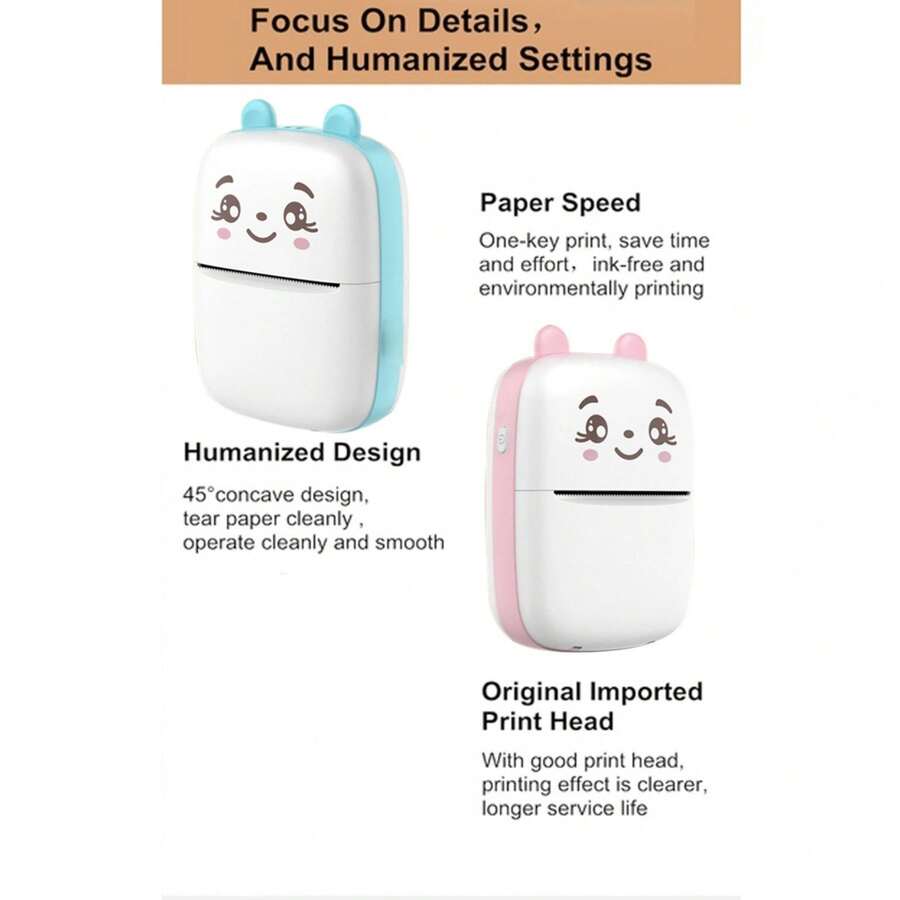 Wireless Mini Photo Printer Label Printer, Portable BT Mini Thermal