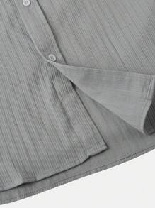 Camisa de manga corta de unicolor con rayas, verano para hombre