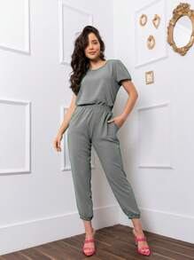 Women's Blouse And Pants Set - Gris - Ver 4