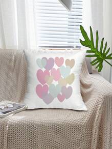 4 Stücke Vintage Regenbogen Sonne Wolke Herzförmige Kissenbezug, minimalistischer quadratischer Illustrations-Kissenbezug für tägliche Hausdekoration, Sofa, Bett Kopf, Lendenwirbelstütze. Kissenkern ausgeschlossen. - Pink - Übersicht 6